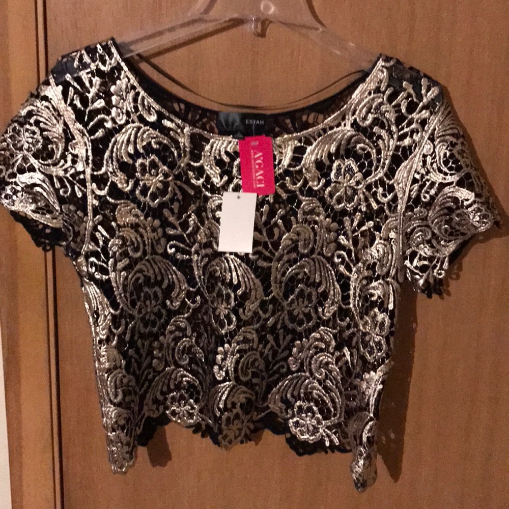Gold and black crop top